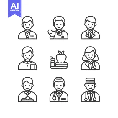 Popular premium asset: Diverse professional icons representing various occupations and roles.
