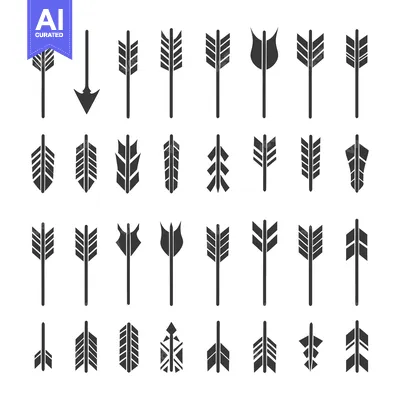 Aset desain premium: Collection of Different Arrow Icons in Black and White