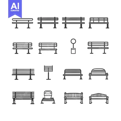 Premium design asset: Collection of Different Bench Outline Icons
