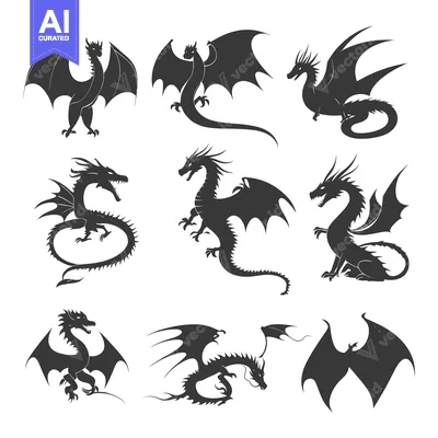 Popular premium asset: Collection of Different Dragon Silhouettes in Various Poses
