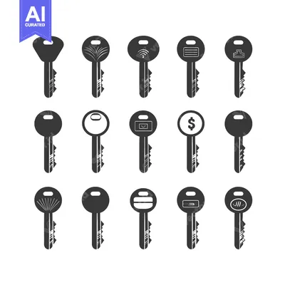 Aset desain premium: Collection of Different Key Icons with Unique Heads