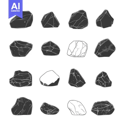 Popular premium asset: Collection of Different Shapes and Sizes of Stones in Black and White