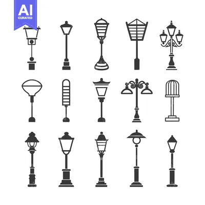Popular premium asset: Collection of Different Street Lamp Icons