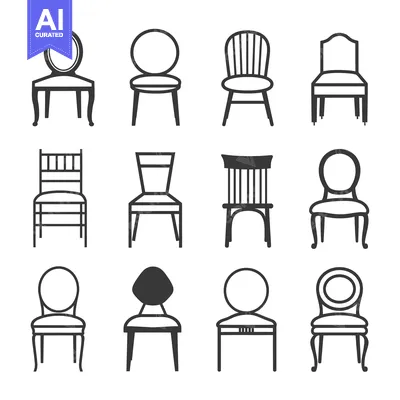 Popular premium asset: Collection of Different Styles of Chairs in Outline Design