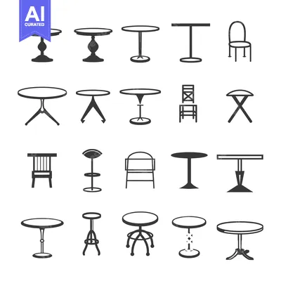 Aset premium populer: Collection of Different Table and Chair Icons