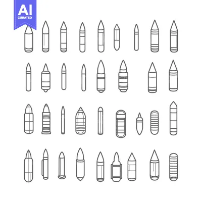 Premium design asset: Collection of Different Types of Bullet and Cartridge Icons