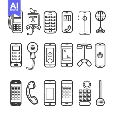 Aset desain premium: Collection of Different Types of Phones and Communication Devices