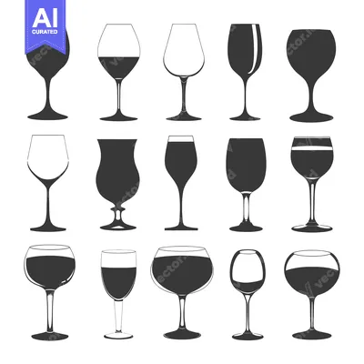 Popular premium asset: Collection of Different Wine Glass Silhouettes