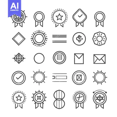 Aset premium populer: Collection of Diverse Geometric Badge and Seal Icons
