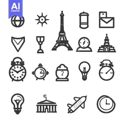 Aset desain premium: Collection of Diverse Outline Icons