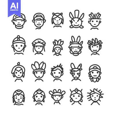 Popular premium asset: Collection of Diverse People with Different Hairstyles and Headwear