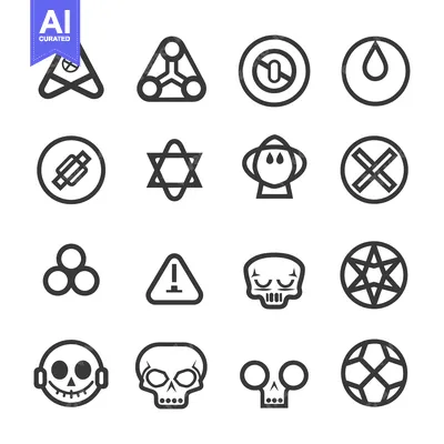 Aset desain premium: Collection of Diverse Symbols and Icons