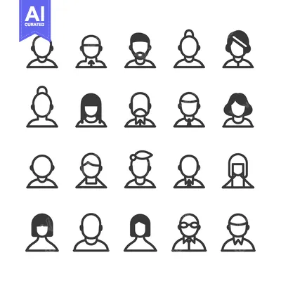 Popular premium asset: Collection of Diverse User Profile Icons in Outline Style