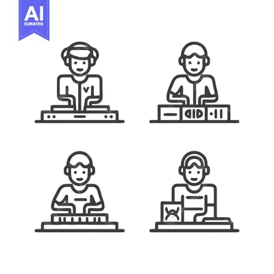 Aset desain premium: Minimalist DJ Icons Representing Music and Entertainment.