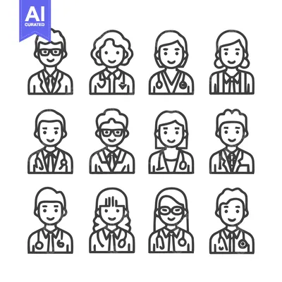 Aset premium populer: Medical Professionals - Diverse Lineup of Doctors and Healthcare Provi