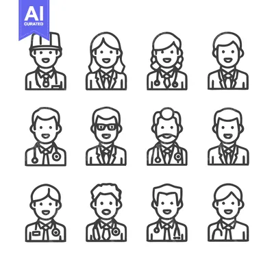 Aset premium populer: Medical Professionals - Diverse Lineup of Healthcare Workers.