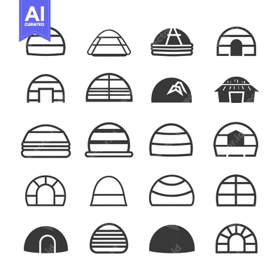 Aset desain premium: Collection of Domed Structures with Various Designs and Entrance Varia