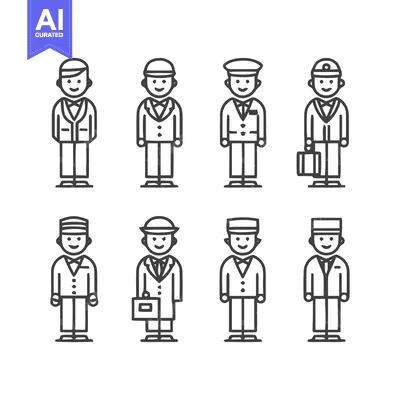 Premium design asset: Hotel Staff Uniforms - A Collection of Service Personnel.