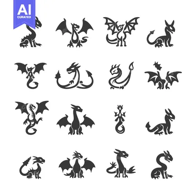 Popular premium asset: Collection of Dragon Silhouettes in Various Poses