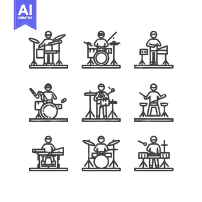 Popular premium asset: Musical Instrument Players - A Collection of Line Art Icons.