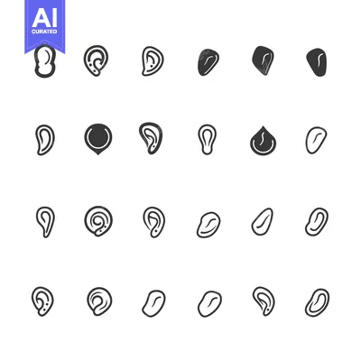 Aset premium populer: Collection of Ear Icons in Various Styles