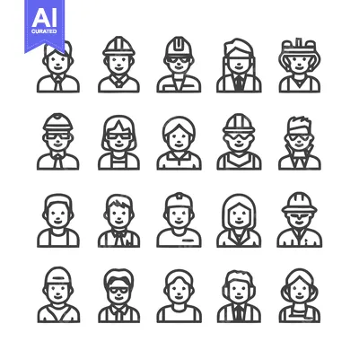 Aset premium populer: Diverse professional portraits - A collection of various occupations.