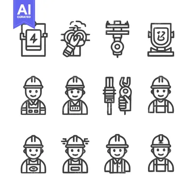 Construction and Engineering Icons - A Comprehensive Collection.