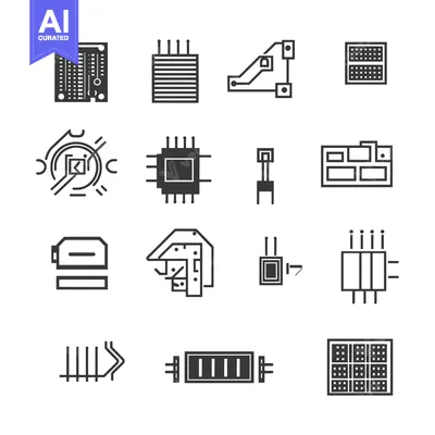 Aset premium populer: Collection of Electronics Components and Circuits Icons