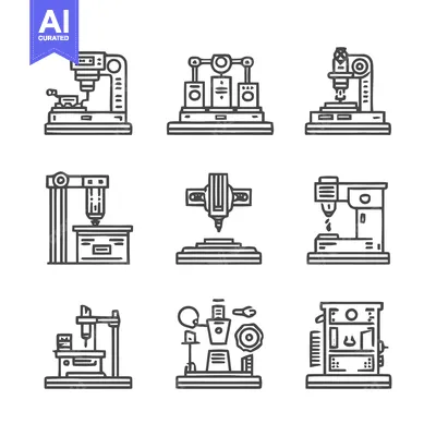 Industrial Machinery Icons - Precision Engineering and Manufacturing.