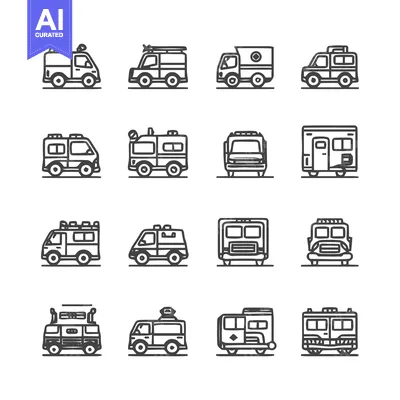 Aset premium populer: Emergency Vehicles Collection - Ambulance, Fire Truck, and Rescue Tran