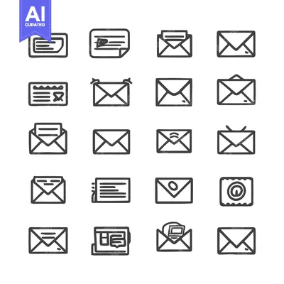 Aset desain premium: Collection of Minimalist Email Icons for Digital Communication.