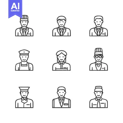 Aset premium populer: Diverse Professional Portraits - A Collection of Service Industry Work