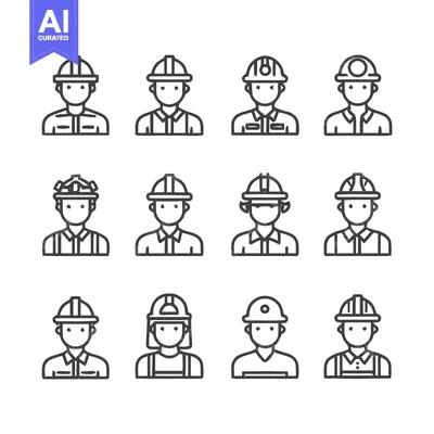 Aset premium populer: Construction Workers - Diverse Lineup of Professionals in Safety Gear.