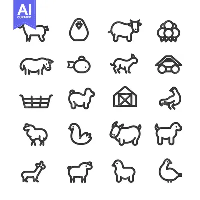 Aset premium populer: Collection of Farm Animal and Related Icons