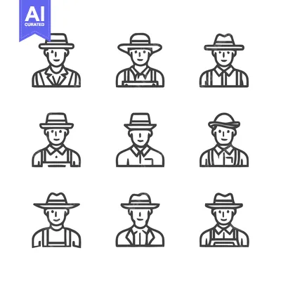 Aset premium populer: Collection of farmer icons in various styles for design and illustrati