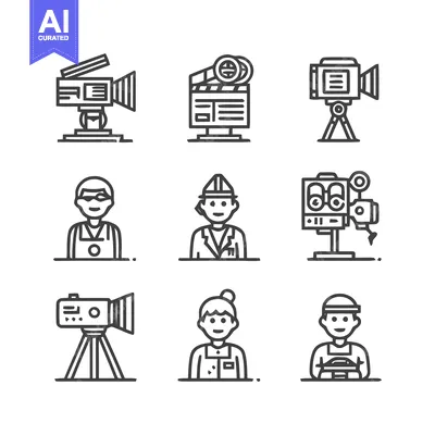 Popular premium asset: Collection of film and video production icons and people.