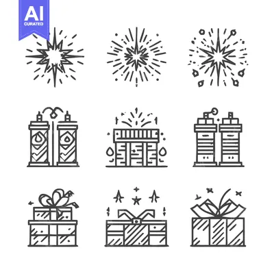 Popular premium asset: Festive Fireworks and Gift Box Illustrations for Celebrations.