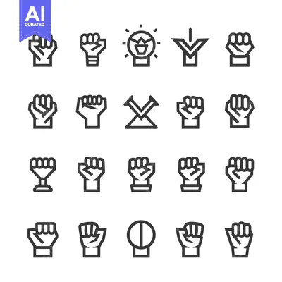 Aset premium populer: Collection of Fist Icons in Various Poses and Styles