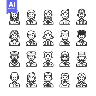 Aset premium populer: Diverse Collection of Professional Avatar Icons for Various Applicatio