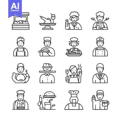 Popular premium asset: Chef and Restaurant Staff Icon Set for Culinary Themes.