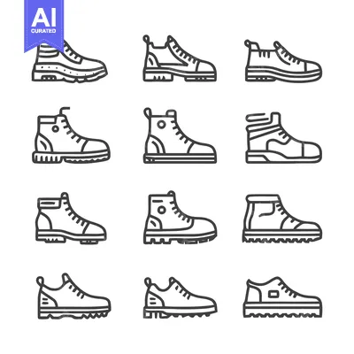 Aset desain premium: Collection of Minimalist Shoe Icons for Fashion and Design.