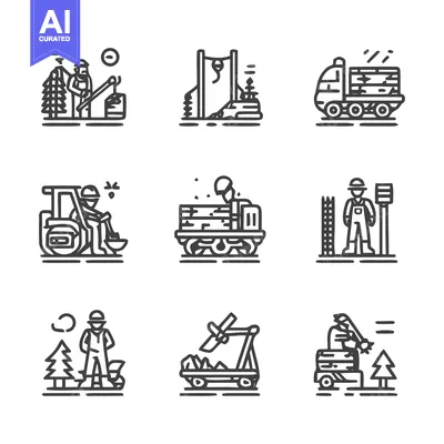 Aset premium populer: Forestry and Logging Industry - A Comprehensive Icon Set.