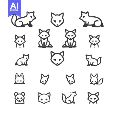 Popular premium asset: Collection of Fox Icons in Black and White