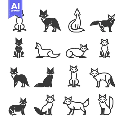Aset premium populer: Collection of Fox Icons in Various Poses