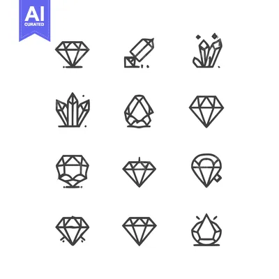 Popular premium asset: Collection of Minimalist Diamond and Gemstone Icons.