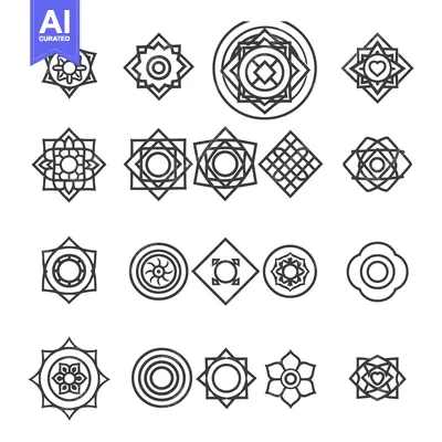 Premium design asset: Collection of Geometric Black and White Mandala Designs