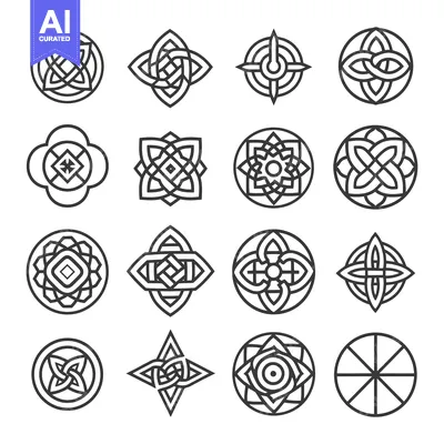 Aset premium populer: Collection of Geometric Celtic Knot Designs in Black and White
