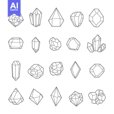Popular premium asset: Collection of Geometric Crystal Shapes in Grey Outline