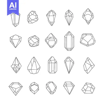 Popular premium asset: Collection of Geometric Crystal Shapes in Outline Form