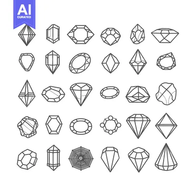 Aset premium populer: Collection of Geometric Gemstone Illustrations